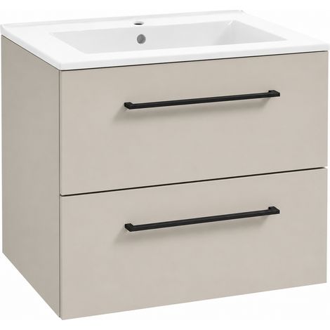 Meuble De Salle De Bain Avec Lavabo - Couleur Kashmir - 60 Cm - Meuble Suspendu - Ensemble Salle De Bain (1/5)