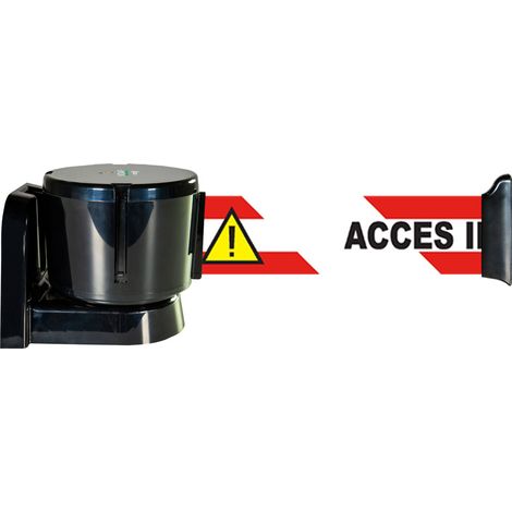 Enrouleur mural grande longueur avec sangle accès interdit trilingue 12m x 50mm - 2811170 (1/3)