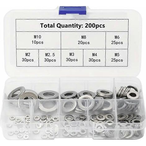 Unterlegscheiben-Sets aus Edelstahl, dünne und glatte Metalldichtungen, Unterlegscheiben M2–M10, Druckscheiben M2, M5, M8, M10, Ringe (1/5)