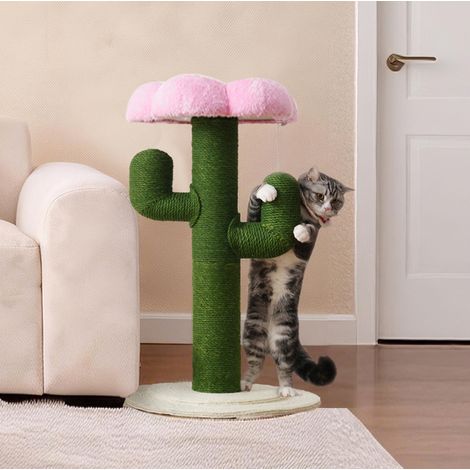 Arbre à chat cactus 90 cm avec poteaux sisal épaissis et anti-basculement, vert REDOM (1/5)