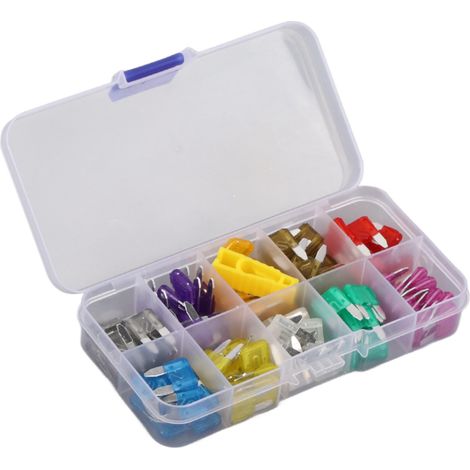 100 Stück Kfz-Sicherungen, Mini-Flachsicherungen, 2A, 3A, 5A, 7,5A, 10A, 15A, 20A, 25A, 30A, 35A, je 10 Stück. (1/5)