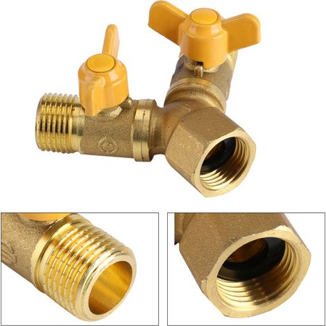 Adaptador de grifo doble G1/2 para riego de jardín con válvulas de control de latón macizo. (1/5)