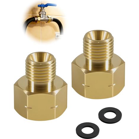 2 Pièces Raccord Gaz Propane, Adaptateur Gaz, Connexion de Gaz en Laiton de Filetage extérieur 1/4" à Filetage interne 3/8", Adaptateur Gaz pour Chauffage, Cuisine, Haute Pression (1/5)