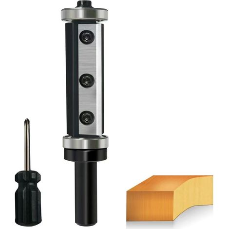 Fraise à affleurer avec tige de 8 mm, lame en carbure interchangeable à 2 côtés, fraise à affleurer avec roulement à billes, fraise à bois pour le traitement des bords (1/5)