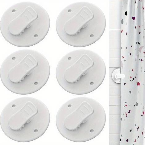 Duschvorhangclips, selbstklebende Spritzschutzclips für Duschvorhänge, Befestigungsclips für Duschvorhänge, Badezimmerzubehör - Crezuo