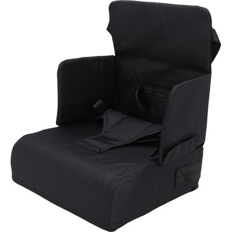 Rehausseur de voyage pour bébé antidérapant et portable, avec coussin rehaussant pour chaise de cuisine ou table à manger, noir (1/5)