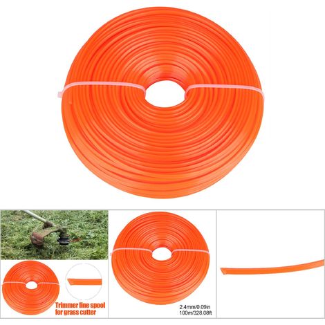 Fil de coupe-bordures en nylon de 2,4 mm, fil carré, pour coupe-bordures thermiques, 100 m (1/4)