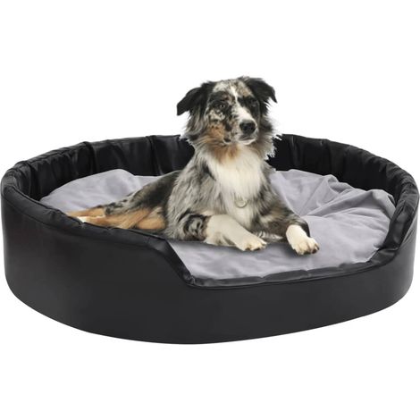 Panier pour chien, noir et gris, 99 x 89 x 21 cm, peluche et simili cuir