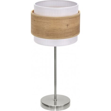 Lampada da tavolo Myriam 1xe14 Nichel/Legno Chiaro 47x18x18 cm