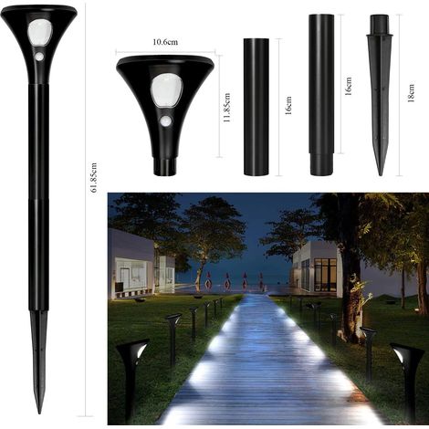 Lampe Solaire Extérieur Jardin Lumière Solaire Exterieur Étanche IP65 Eclairage Spot Solaire Exterieur LED Sécurité Sans Fil Fonctionne Jusqu'à 120 Heures avec Détecteur de Mouvement (2) (1/4)