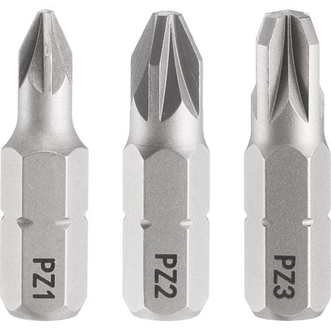 Embout de Tournevis 1/4" Tige Hexagonale 3pcs PZ1/PZ2/PZ3 (1/5)