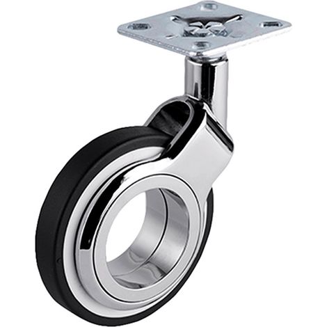 Roulette DESIGN "O"pivotante Ø 75 mm ZAMAK CHROMÉ à platine 47x47 (1/2)