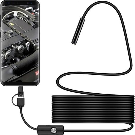 Caméra d'inspection serpent USB, endoscope USB C étanche IP67, caméra de type C avec 6 lumières LED réglables pour Android, XP, w7, w8, VISTA, W10,5.5mm (1/3)