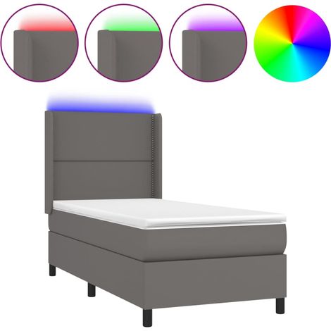 Maison Exclusive - Sommier à lattes de lit matelas LED Gris 90x190 cm Similicuir (1/5)