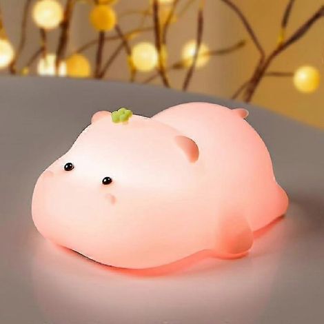 Lámpara de noche con forma de hipopótamo para guardería, portátil, recargable por USB, con diseño de animales en 3D, bonita lámpara de mesita de noche de silicona con control táctil de dibujos animado (1/5)