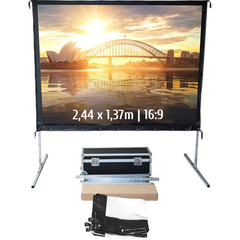 Ecran de projection valise 2,44 x 1,37m - Format 16:9 - Toile Avant