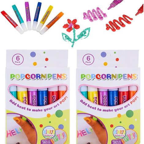 Popcorn-Stifte, 3D-Zauber-Popcorn-Stifte zum Aufblasen, 6er-Set, Grußkarten, Geburtstag und Weihnachten (12 Farben) (1/4)