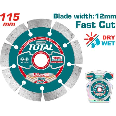DISCO DIAMANTATO PER TAGLIO VELOCE 115 x 22,2mm DISCHI TAGLIO UMIDO/SECCO TOTAL