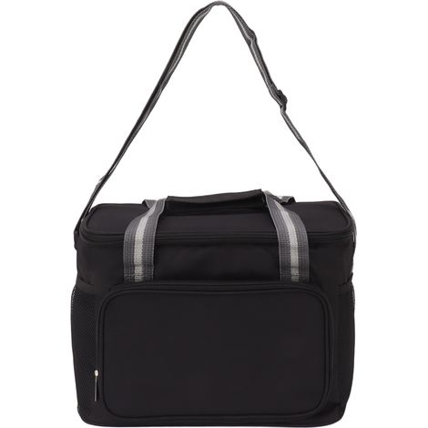 Sac isotherme noir 15L pliable, bandoulière réglable, poignée étanche, sac déjeuner pour camping voyage plage (1/5)