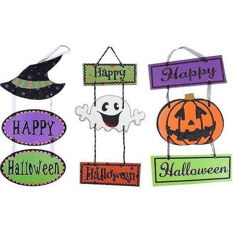 Lot de 3 plaques de porte pour décorations d'Halloween (1/3)