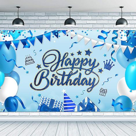 Bannière en tissu bleu pour une fête d'anniversaire - Décoration de fête (1/5)