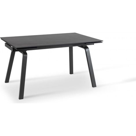 Mesa Extensible - Dylan - 80cm X 140/200cm H. 76cm - Mármol Efecto Piedra y Metal - Gris y Antracita (1/3)