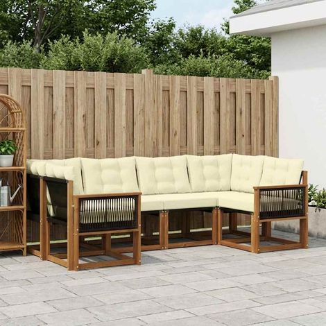 vidaXL Outdoor-Sofagarnitur mit Kissen 6 pcs Natur und Creme (1/5)