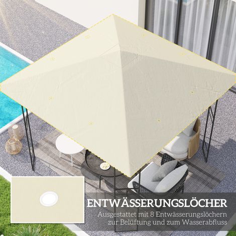 Toile de rechange pour pergola 3x3 m, tissu Oxford imperméable anti-UV UPF30+, 370 g/m², blanc cassé (1/4)