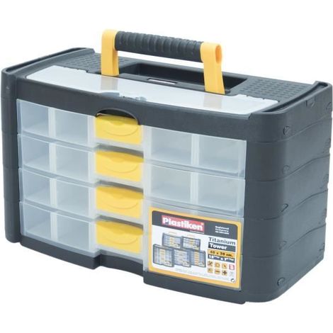 Werkzeugkasten Plastiken titanium 90004 4 Schubladen 40x20x24 cm