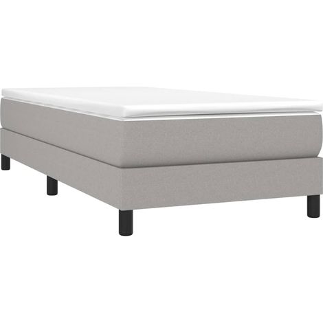Vidaxl – Cadre de lit à ressorts gris clair 90x190 cm – Tissu polyester – Lattes en contreplaqué pour soutien optimal – Pieds robustes