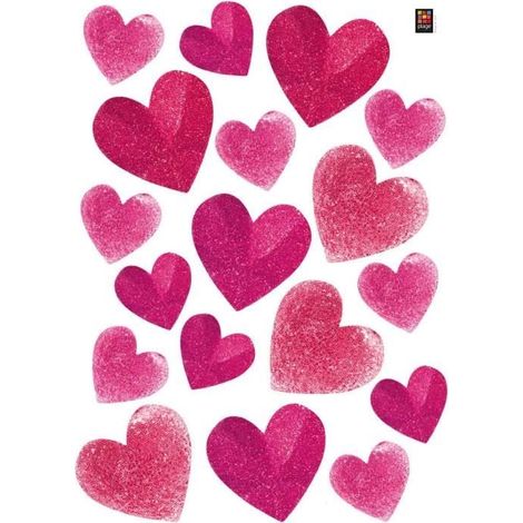 Sticker mural enfant Coeur rose 48x68cm, Décoration murale brillante et magnifique (1/4)