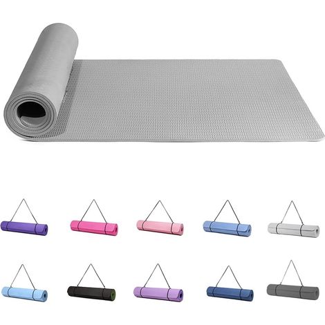 Rutschfeste Yoga-, Gymnastik- und Pilatesmatte für Frauen, 6 mm dick, mit Tragegurt, TPE, 183 x 61 x 0,6 cm