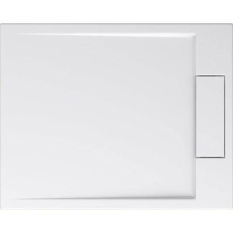doporro Piatto Doccia Rettangolare in Marmoresina Effetto Pietra, Spessore 4 cm, Installazione Versatile, Scarico Laterale con Cover e Piletta(AL02), 75x100 cm, Bianco - Geoma04 (1/5)