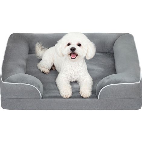 Dog Sofa Bed-Washable Pet Bed with Removable Cover and Non-Slip Bottom for Cats and Small Dogs-Grey (1/5)