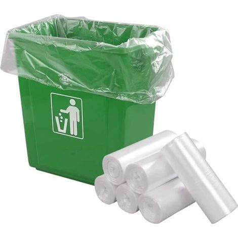 Sacs Poubelle Transparent 5 Rouleaux - Sachet Poubelle, Rectangulaire - 15 Litre (1/4)