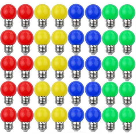 Bunte LED-Glühbirnen E27 3 W = 30 W, dekoratives und Designlicht, 240 Lumen, AC 220 V – 240 V, Dekorationslampe, gemischte Farben, Rot, Gelb, Blau, Grün – 40 Stück [Energieklasse A+]