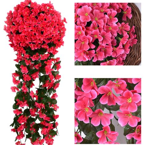 Lot de 1 guirlandes de violettes pour décoration de mariage, artificielles, plantes vertes artificielles, décoration d'arche de mariage (rouge) (1/5)