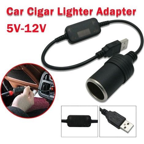 CHOYCLIT 5V USB C Mle vers 12V Voiture Allume-cigare Femelle Convertisseur D'adaptateur D'alimentation, Adaptateur USB vers 12V DC pour Enregistreur de Conduite de Voiture Chargeur de Voiture lectroni (1/5)
