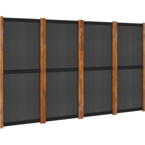 Cloison de séparation 4 panneaux Noir 280x180 (1/5)
