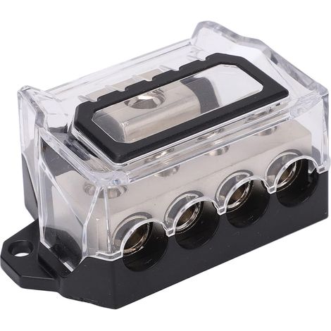 Bloc de Distribution d'alimentation Calibre 0 à 4 Calibre Répartiteur de Fil de Terre Répartiteur Audio Bloc de Connexion avec Couvercle pour Voitures Bateaux (1/5)
