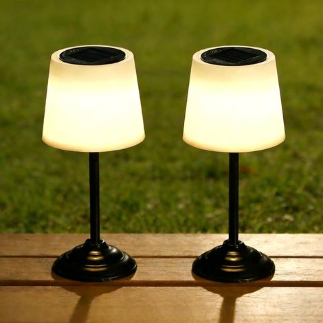 Lampe De Table Solaire Extérieur, 2 Pièces Lampe Solaire, Lampe D'extérieur Sans Fil LED Avec Capteur De Lumière Lampes Solaires Pour Jardin, Terrasse, Intérieur Extérieur (1/5)