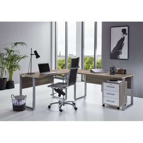 BMG Möbel Büromöbel-Set, Office Edition Set 0.1, eiche Sonoma/ weiß matt