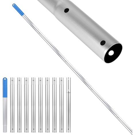 LALAGO Perche Telescopique en Aluminium, 10 Sections 3,4 m Perche de Piscine - Compatible EZ Clip, Barre Télescopique Régable et Extensible pour Courantes, Filet de Skimmer, Brosses de Piscine (1/5)