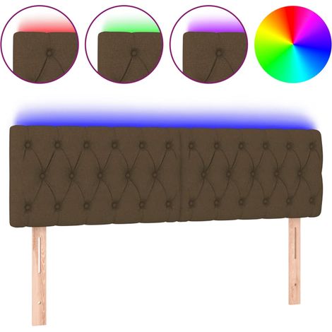Maison Exclusive - Testiera a LED Marrone Scuro 144x7x78/88 cm in Tessuto (1/5)