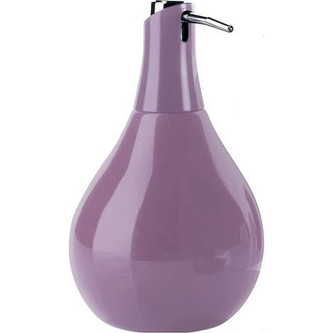Gedy Adelaide Dosasapone, Misure e Peso: 17X10,2X10,2 CM & 0,2 kg, capacità del portasapone 420 ml, Dispenser Sapone Bagno in Ceramica, Finitura Lilla, Design R&S, 2 Anni di Garanzia, Unica (1/4)