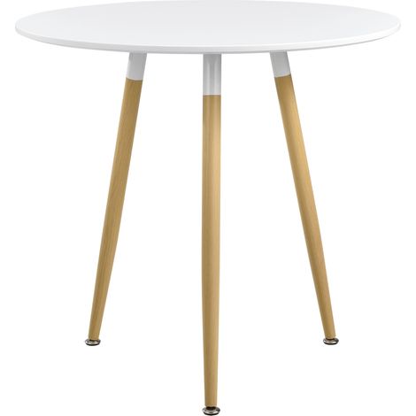 Esstisch Camille Ø80 cm Retro-Design Weiß en.casa