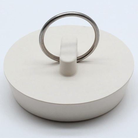 Lot de 2 bouchons de vidange en caoutchouc, compatibles avec les bondes de 4,7 à 5 cm (1-7/8 à 2 pouces), avec anneau de suspension, pour baignoire, lavabo et cuisine, blanc. (1/4)