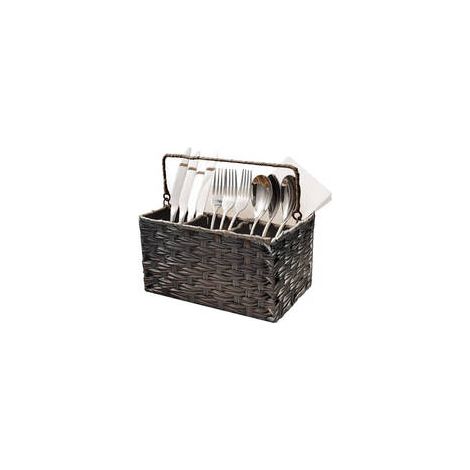 Porte-couverts minimaliste nordique pour les fêtes, porte-couverts en plastique, porte-couverts en osier, porte-couverts avec poignée, organisateur de cuillères et fourchettes, porte-couverts marron p (1/5)