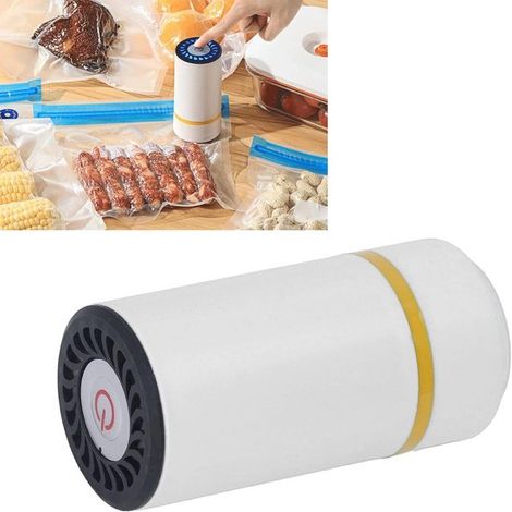 Dailygoody,Selladora al vacío eléctrica,Envasado de alimentos,Práctica bomba de vacío a pilas,Blanco marfil (1/5)