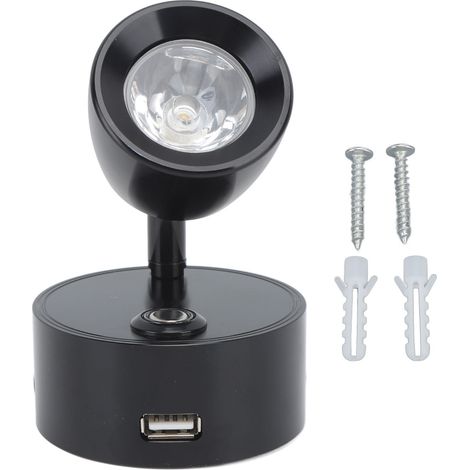 Lampe de lecture DC12-24V pour camping-car/yacht/bateau, rechargeable par USB, LED tactile réglable, noire (1/5)